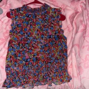 J. Crew Multicolor Floral Ruffle Blouse